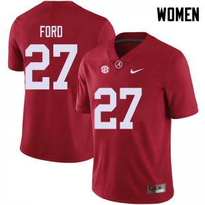 NCAA Women's Alabama Crimson Tide #27 Jerome Ford Stitched College 2018 Nike Authentic Red Football Jersey MG17A37BP